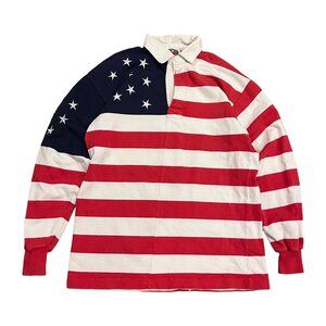 Vintage Barbarian Rugby Wear Men’s XL Polo Shirt US American Flag Heavy Cotton